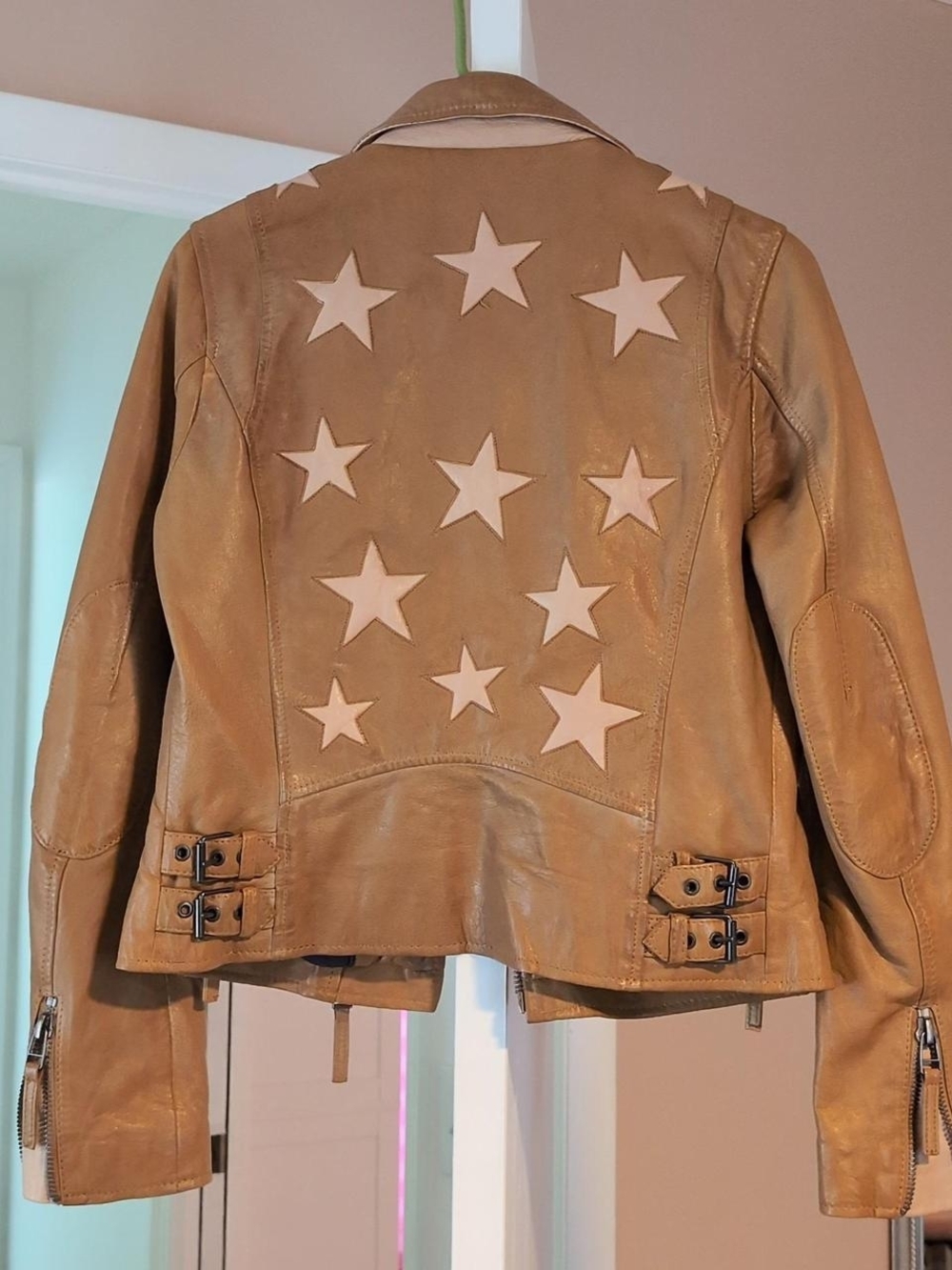 Mauritius Leather Motorcycle Jacket With Stars - Picture 2 of 2